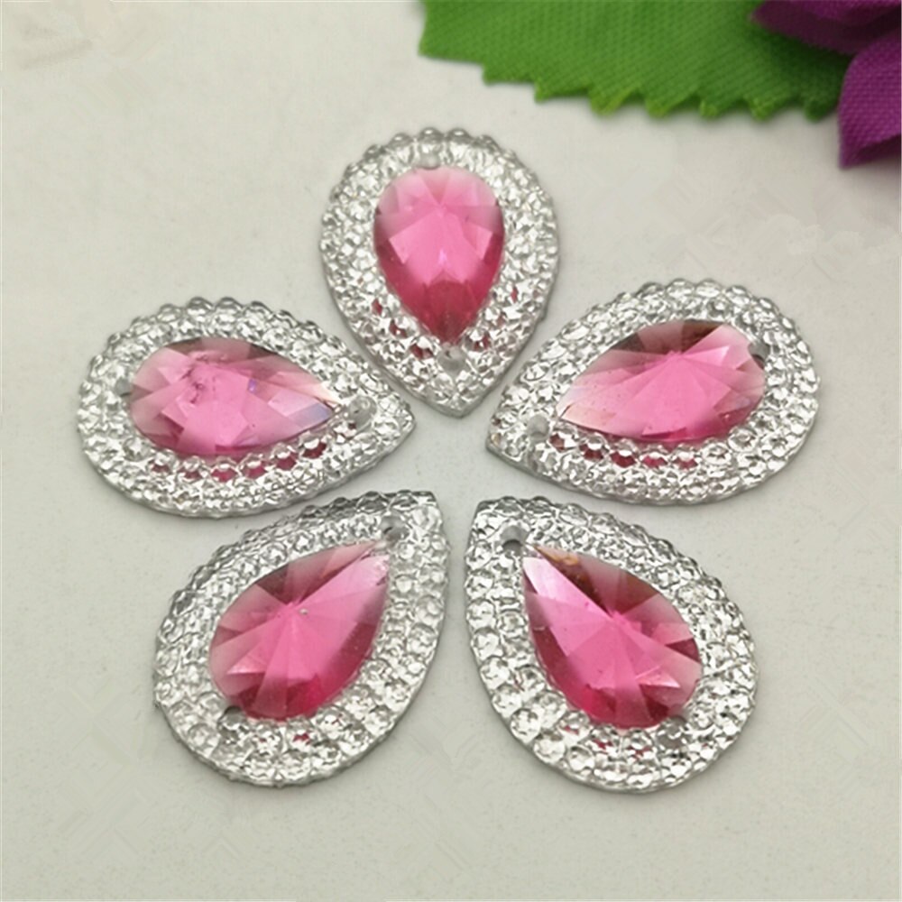 Diy 20 Stuks Mix 13Mm * 18Mm Resin Vorm Plaksteen Strass Bruiloft Decoratie: Pink 20pcs