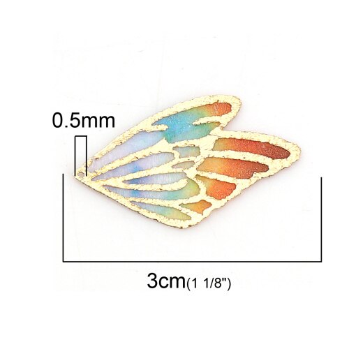 DoreenBeads-colgantes de tela de ala de mariposa, accesorio Multicolor, Morado, azul y verde, 30mm(1 1/8 ") x 18mm( 6/8"), 5 unidades: 2