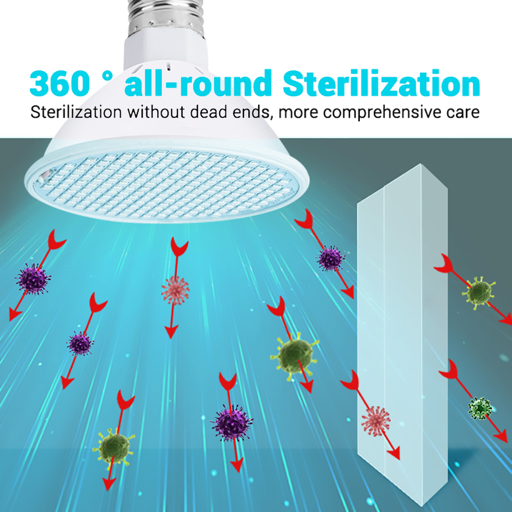 LED Germicidal Light Bulb E27 UVC Desinfection Lamp 25W 200LEDS Ultraviolet Bactericidal Lamp LED Kill Mites Light AC85-265V