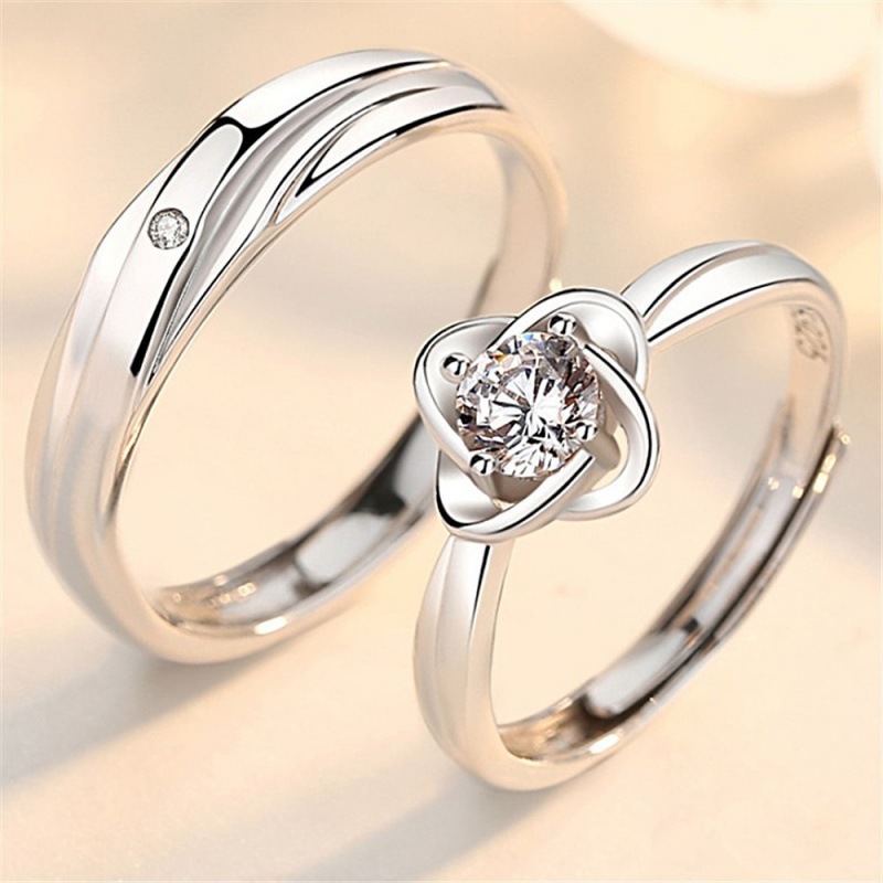 2 pièces/ensembles géométrique amour coeur Zircon anneaux appariés anneaux pour Couple promesse correspondant bague de mariage ensemble Senior concepteur bijoux: Black