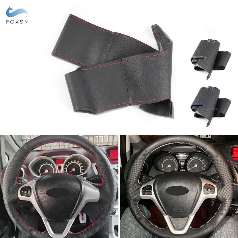 Voor Ford Ecosport Voor Fiesta - Auto Stuurhoes Geperforeerde Microfiber Lederen Interieur Accessoires