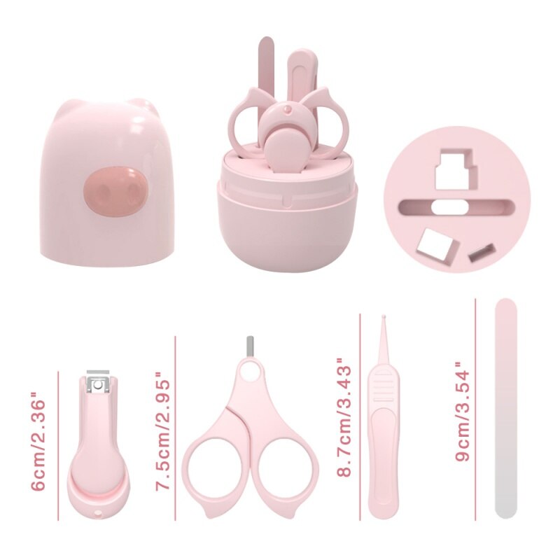Kit Portable pour soins des ongles 4 en 1 | Ensemble de meulage en verre ABS en acier inoxydable, bébé coupe-ongles + ciseaux + lime à ongles + pincettes: green
