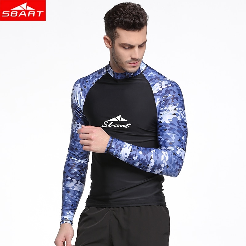 SBART costume da bagno da uomo Super elastico Rashguard a maniche lunghe Surf costumi da bagno asciugatura rapida Rash Guard protezione solare Beach Diving T-Shirt UV