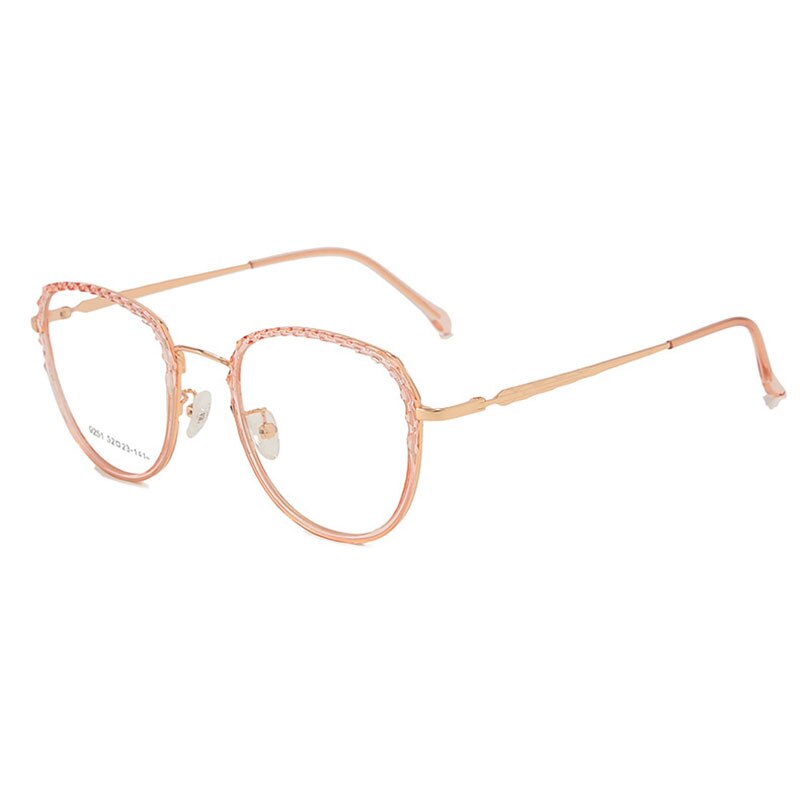 Plastic Frame Glasses Unisex Full Rim Eye Glasses Optical Eyewear Shortsighted Spectacles Spring Hinges: Pink Gold