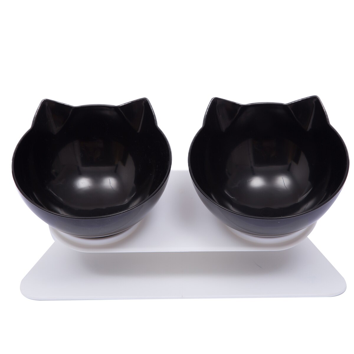 Brand Cat Non-Slip Double Food Bowl with 15° Slant Support Cute Cat-Shaped Bowl with Cervical Protection: E