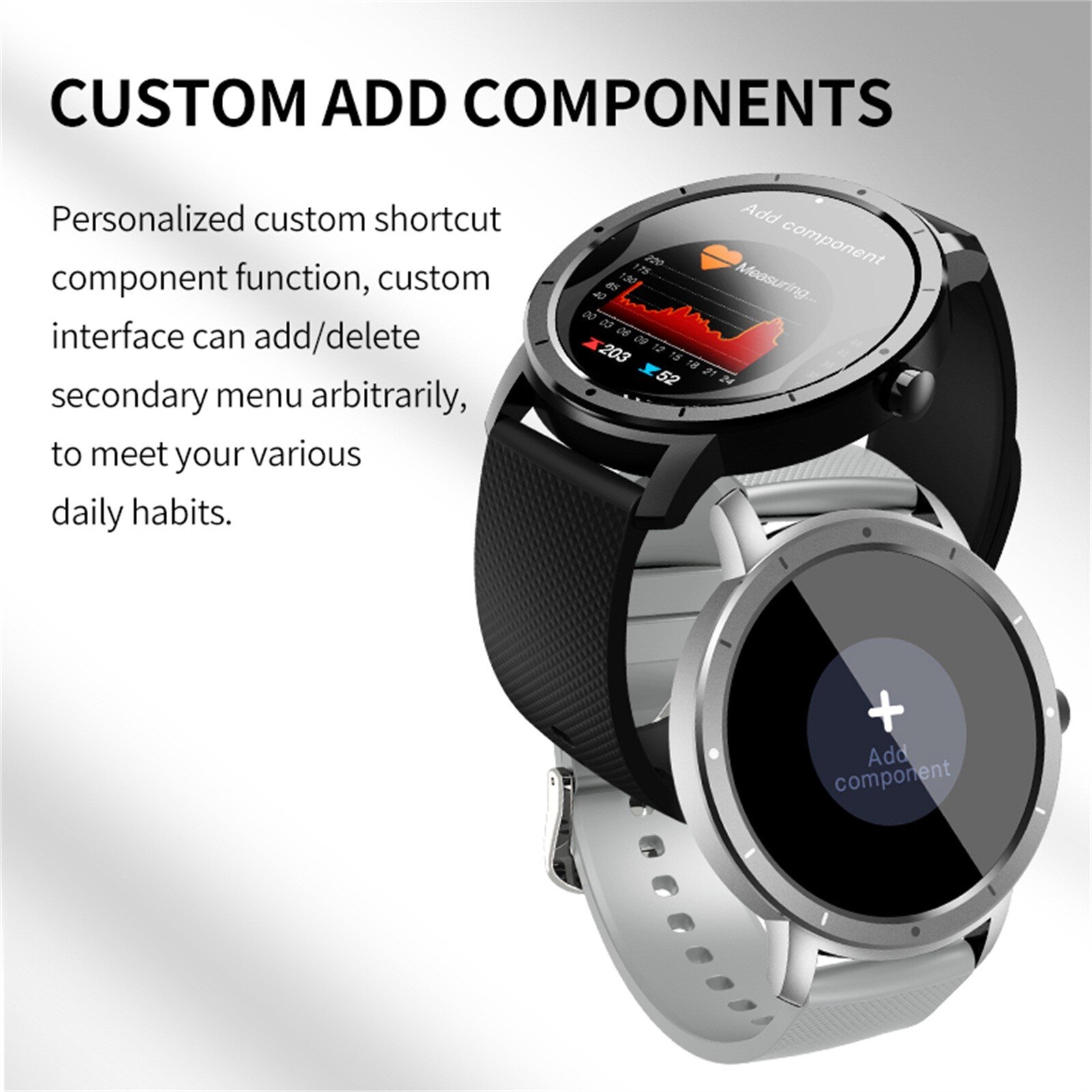 Herren Smartwatch mit LED Taschenlampe für Android iOS Smartwatch