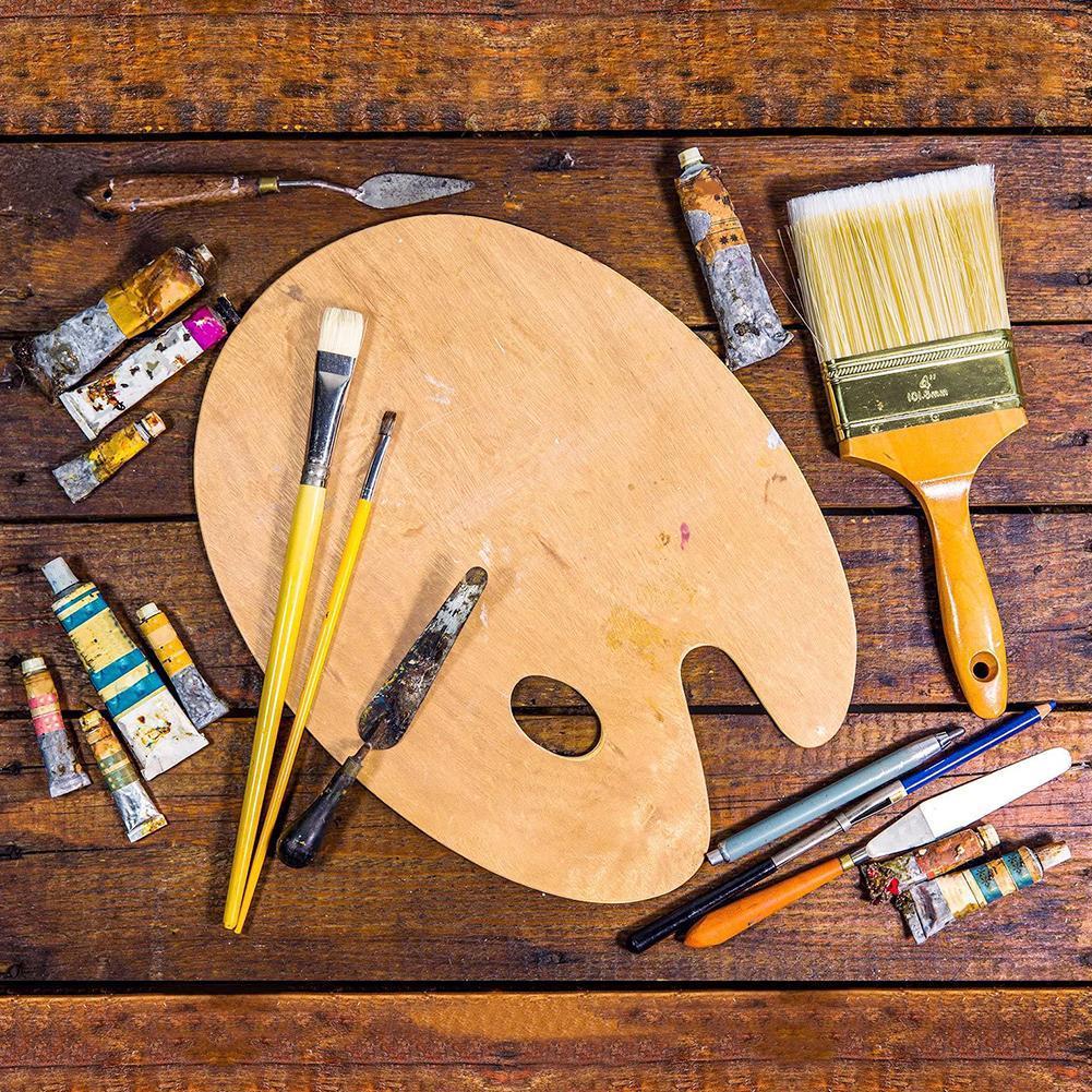 Art Painting Color Mixer Oval Color Mixing Board Oil Painting Acrylic Color Mixing Tray Wooden Paint Plate Color Mixing Board