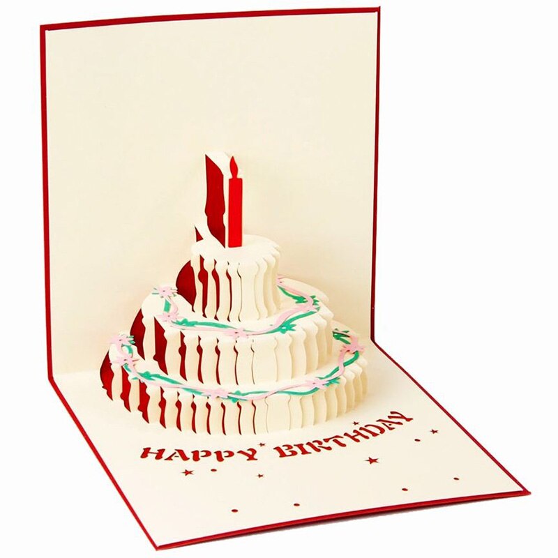 3D Kaarten Verjaardagskaart Voor Meisje Kinderen Vrouw Man Verjaardagstaart Wenskaart Ansichtkaarten Kaart