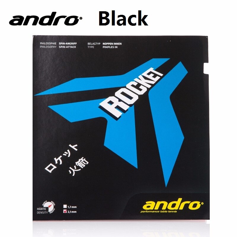 Andro rocket-puistjes in tafeltennisrubber, pingpongspons, tafeltennis: Zwart