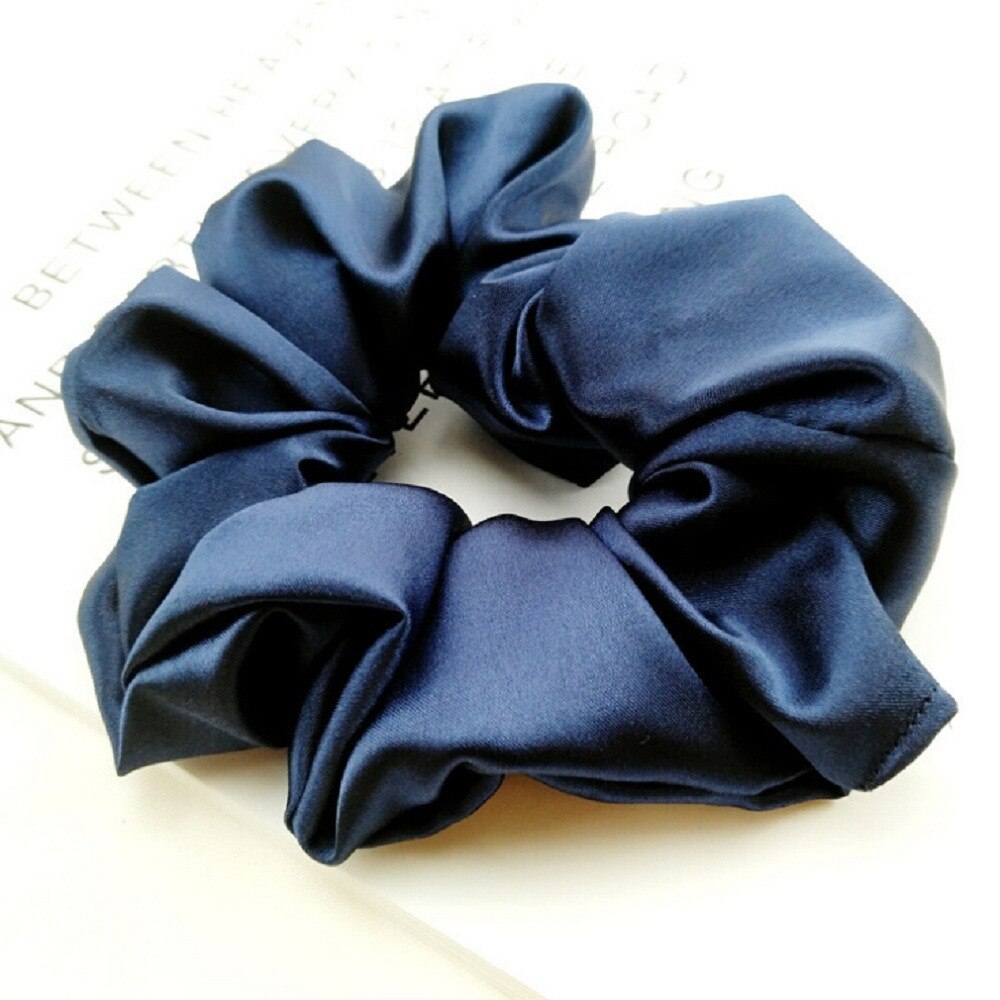Faux Zijde Chouchou Vrouwen Meisjes Elastische Haar Elastiekjes Accessoires Gom Voor Vrouwen Tie Haar Ring Touw Paardenstaart Houder: navy blue