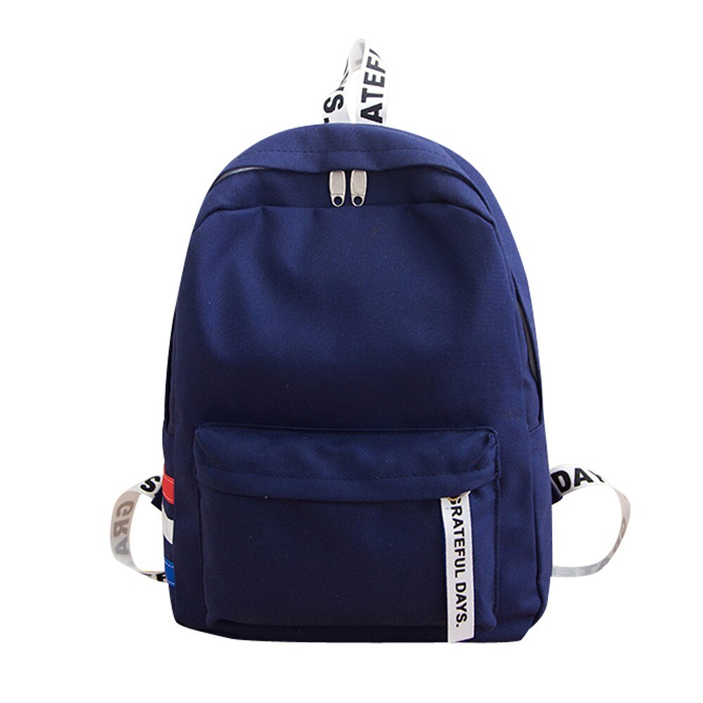 Unisex Canvas Women Men Backpack Preppy Style Student Backpack School Shoulder Backpack Handle Bag: Blue