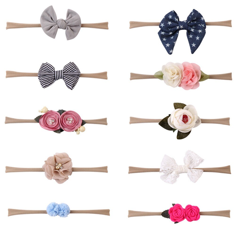 10 pçs/set crianças infantil bandana do bebê menina arco-nó grampo de cabelo conjunto lindo acessórios de cabelo headbands chouchou cheveux fille
