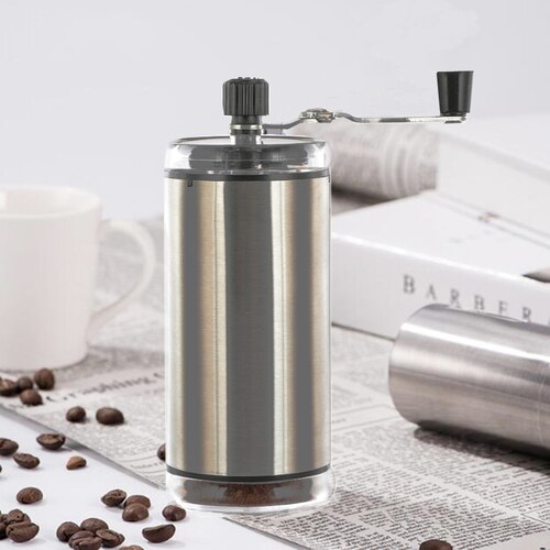 Silver Coffee Grinder Mini Stainless Steel Hand Manual Handmade Bean Burr Grinders Mill Kitchen Tool