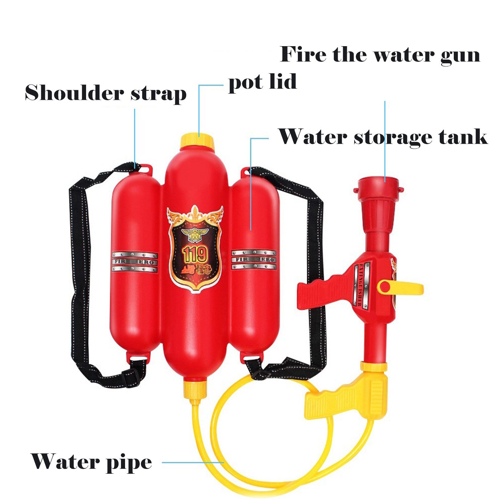 Children Fireman Backpack Nozzle Water Gun Beach Outdoor Toy Extinguisher Soaker