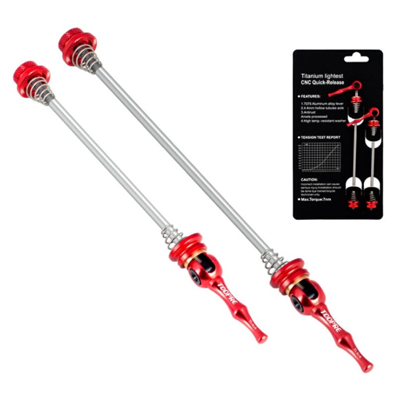 Ultralight Bicycle Quick Release Lever Ultralight Titanium Road Bicycle Cycling Hub 100m-130mm Quick Release Bicycle Wheels Lock: Red