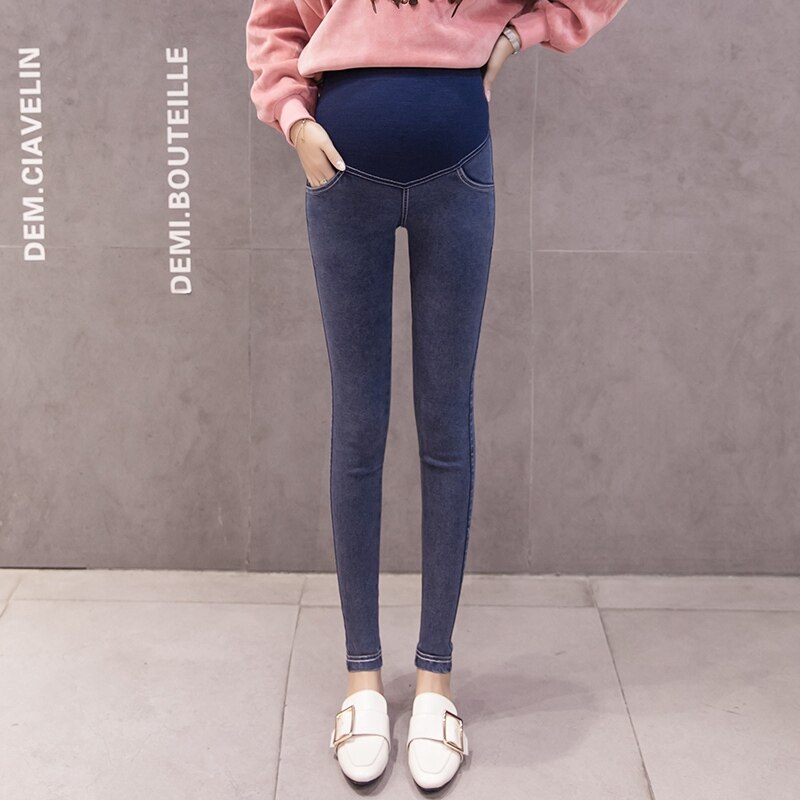 Pantaloni da donna incinta pantaloni a matita in denim imitazione autunnale primavera e autunno 2019 nuovi pantaloni in gravidanza con piedi sottili