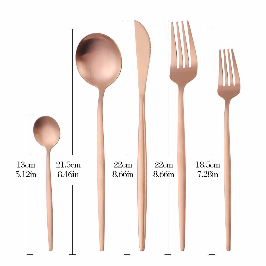 5Pcs Set Frosted Black Silver Combination Dinnerware Sets Stainless Steel Forks Knives Spoons Tableware Set Cutlery: matte rose gold