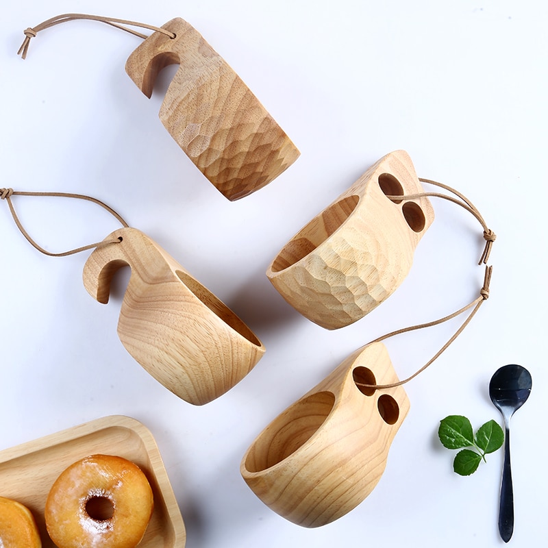 Taza portátil china de madera para café, té, leche, agua, zumo, limón, hecho a mano, novedad