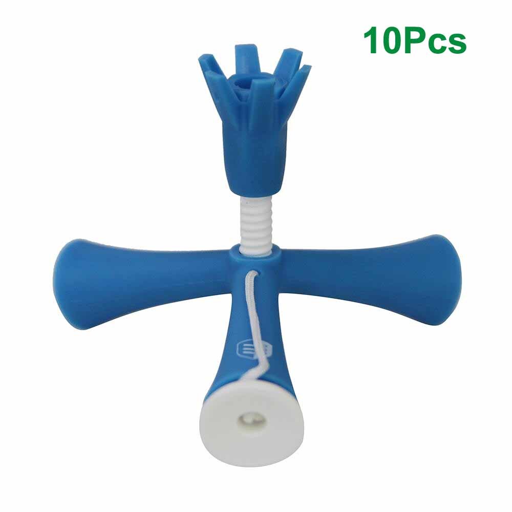 10Set/Lot Tripod Golf Tee Holder, Adjustable Standing Golf Sports Tees Golf Ball Rubber Tee Holder Practice Tool for Training: Blue