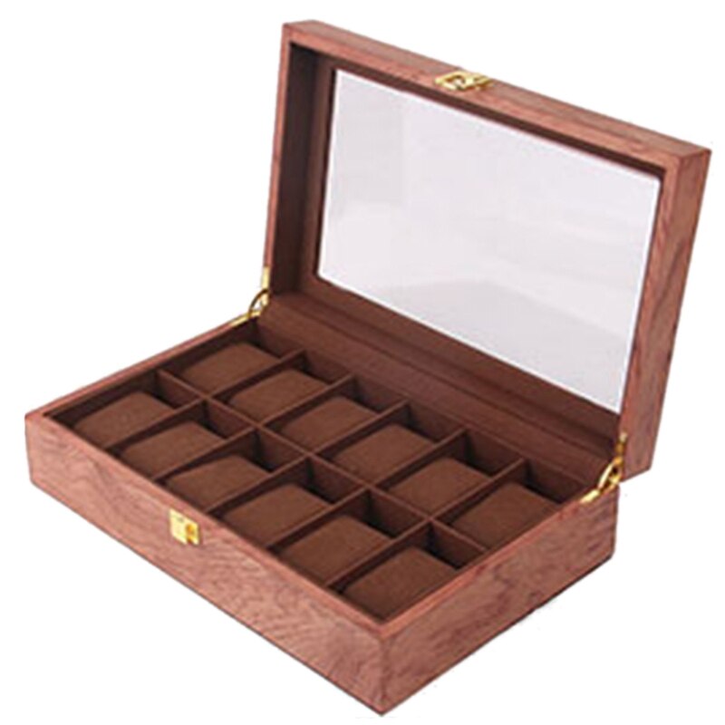 Retro Wooden Watch Display Case Durable Packaging Holder Jewelry Collection Storage Watch Organizer Box Casket: A8