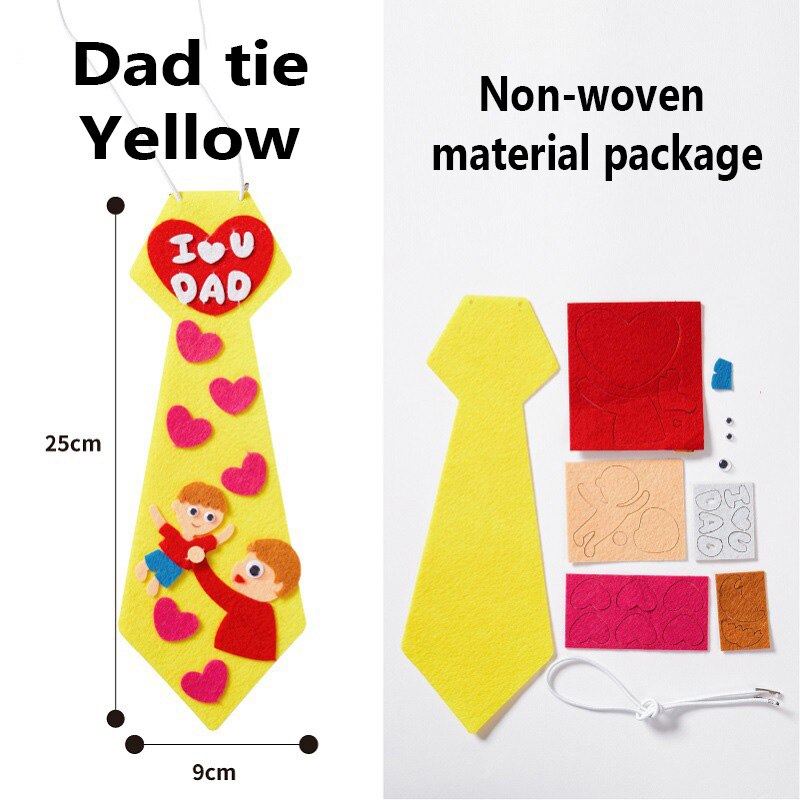 kindergarten lots arts crafts diy toys Dad tie crafts kids educational for children&#39;s toys girl/boy christmas 16906: yellow