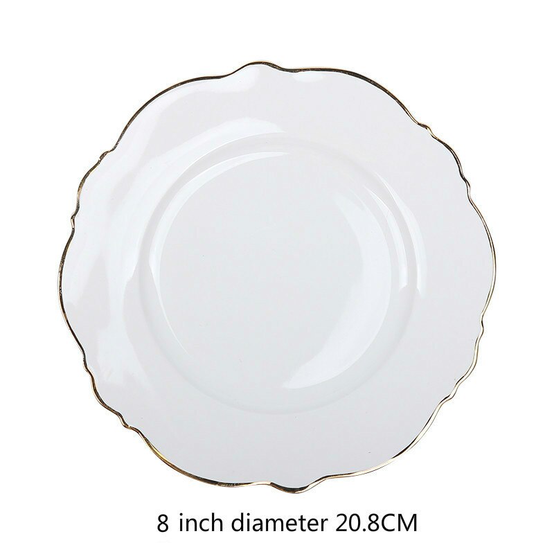 Phnom Penh – assiettes à dîner en céramique de 8 pouces, assiette à Steak occidentale, plat à Dessert, gâteau aux fruits, vaisselle 1 pièce: white
