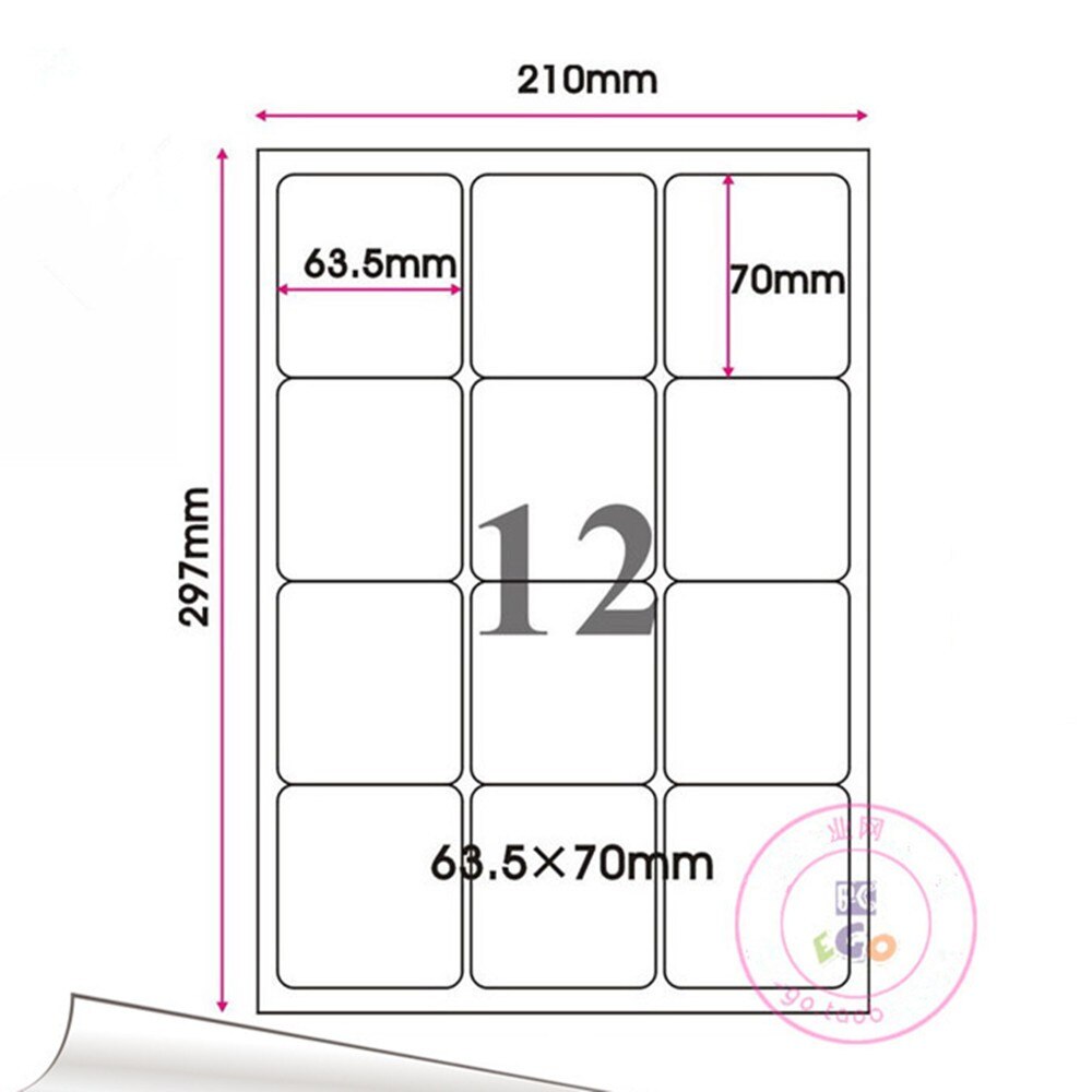 Matt vit 9 storlekar  a4 kradt papper fyrkantig rund vinkel utskrivbara pappersklistermärken återförsäljar express kraftpappersetiketter: 6.35 x 7cm 360 st
