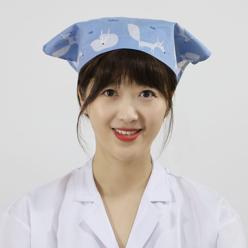 Gorro de cocina de algodón para Chef, pañuelo para la cabeza para mujer, aceite de cocina para el hogar, a prueba de humo, restaurante, servicio de comida, panadería, camarero, gorro de trabajo: Blue