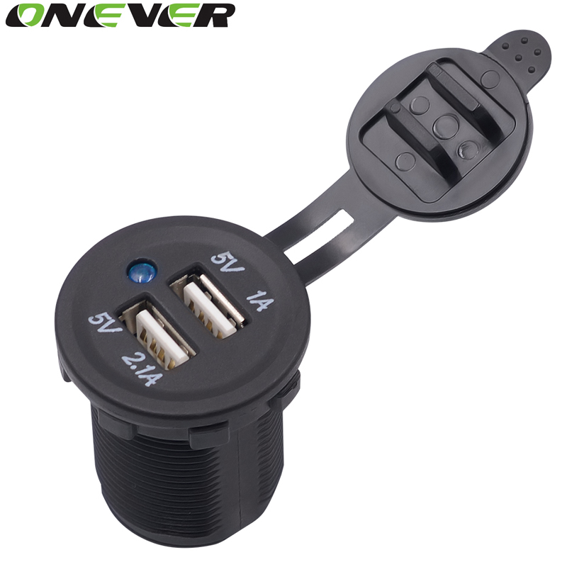 Motorfiets Dual USB Socket Oplader Adapter Outlet Power 12-24 V mobiele Telefoon Oplader met LED voor Auto Truck ATV boot