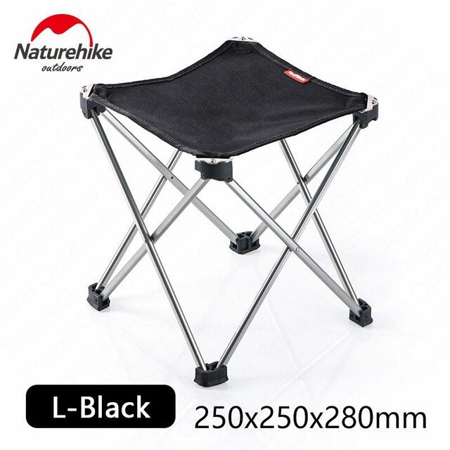 Naturehike bærbar foldbar aluminium campingstol udendørs picnic fiskestol  nh15 d 012- m-b: Sort-l