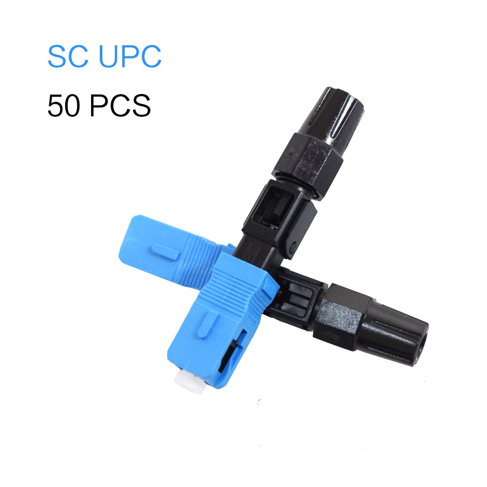 100 PCS Embedded SC UPC Fiber Optic Fast Connector FTTH single-mode fiber optic SC quick connector SC adapter Field Assembly: 50pcs
