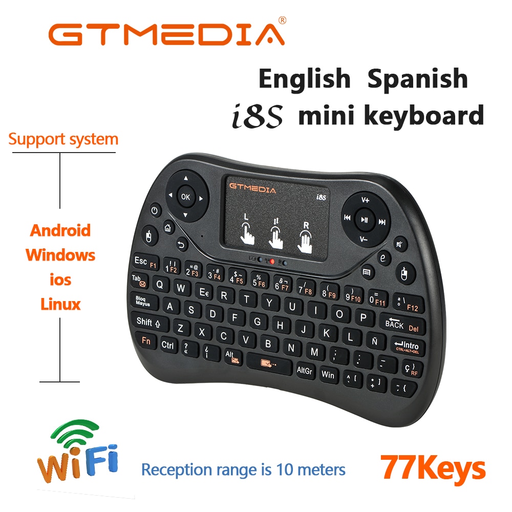 2.4G Mini Wireless Keyboard Spanish English Air Mouse with Touchpad Remote Control for Android TV Box Laptop Remote Game