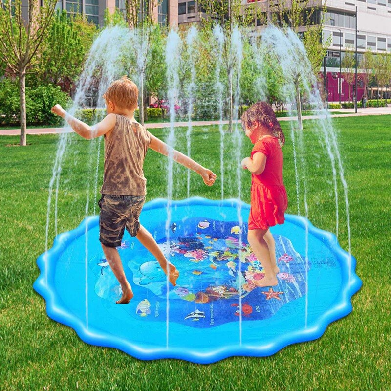 63 Inch Opblaasbare Splash Pad, Sprinkler Spelen Mat, Outdoor Achtertuin Sprinklers, Sprinkler Voor Kinderen Met Waden Zwembad: Default Title