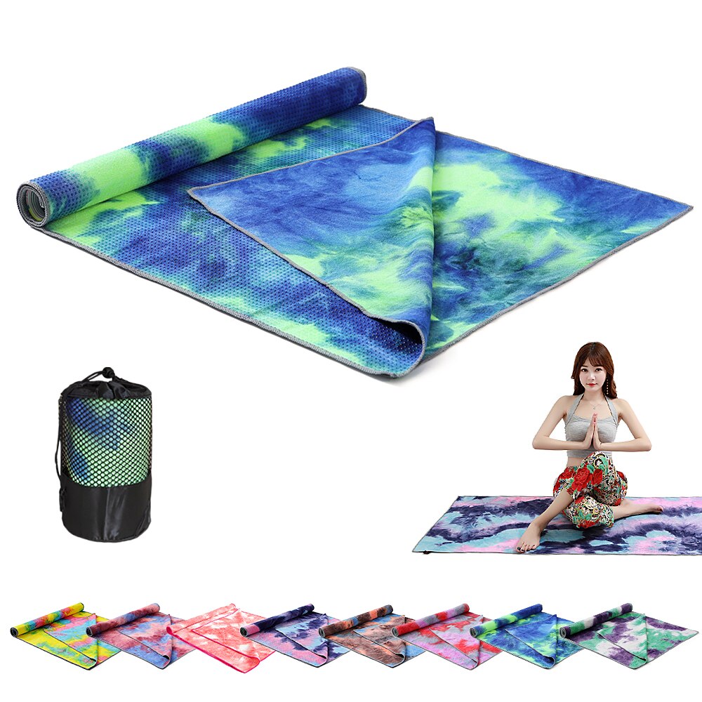 183*63cm yogamåtteprint hurtigtørrende skridsikker foldbart yogahåndklæde fitness tæppe med meshpose til pilates gym yoga tæpper: Farve 7