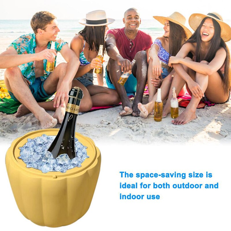 Siliconen Pompoen Shaped Ice Emmer Siliconen Ijsemmer Ijs Lade Met Deksel Grote Ijsemmer Wijn Drank Chilling Tool