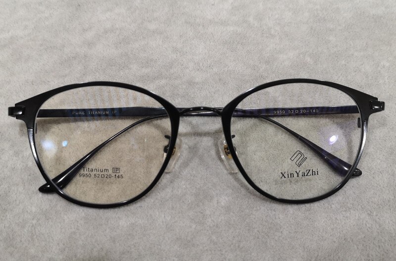 Titanium Bril Ronde Bijziend bril Bril Mannen/Vrouwen Brillen Two-tone Cat Eye Bril 950: Black