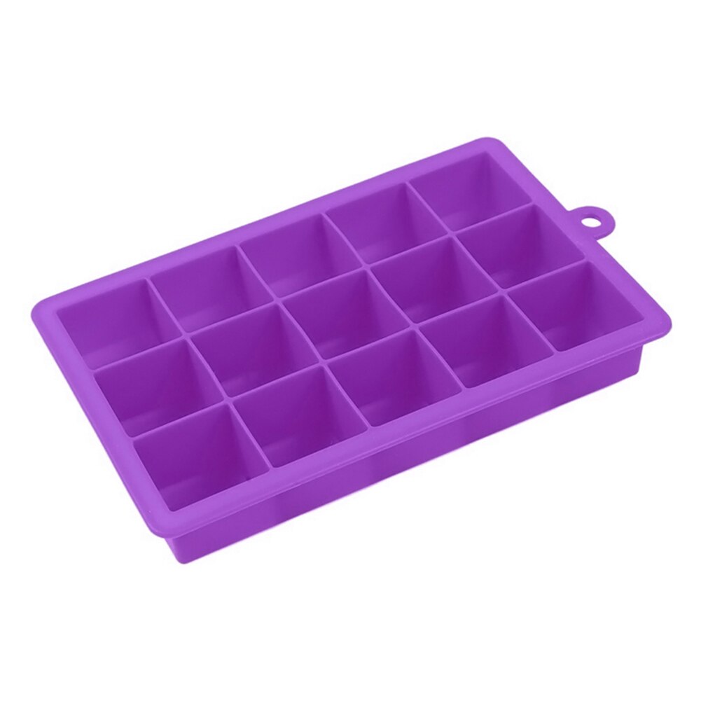 DIY Big Ice Cube Mold Square Shape Silicone Tray Fruit Maker 15 Lattice Bar Kitchen Accessories OCT998: Purple