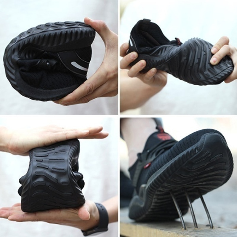 Puimentiua Indestrutível Sapatos Homens Botas de Segurança do Trabalho Sapatos Biqueira de Aço Puncture-Proof Respirável Leve Tênis