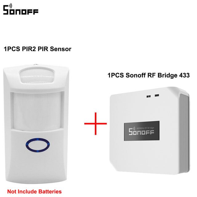 Itead SONOFF RF Bridge 433Mhz RF PIR2 Motion Sensor DW1 Door &amp; Window Alarm System For Smart Home Alarm Security Work with Alexa: RF Bridge with PIR2