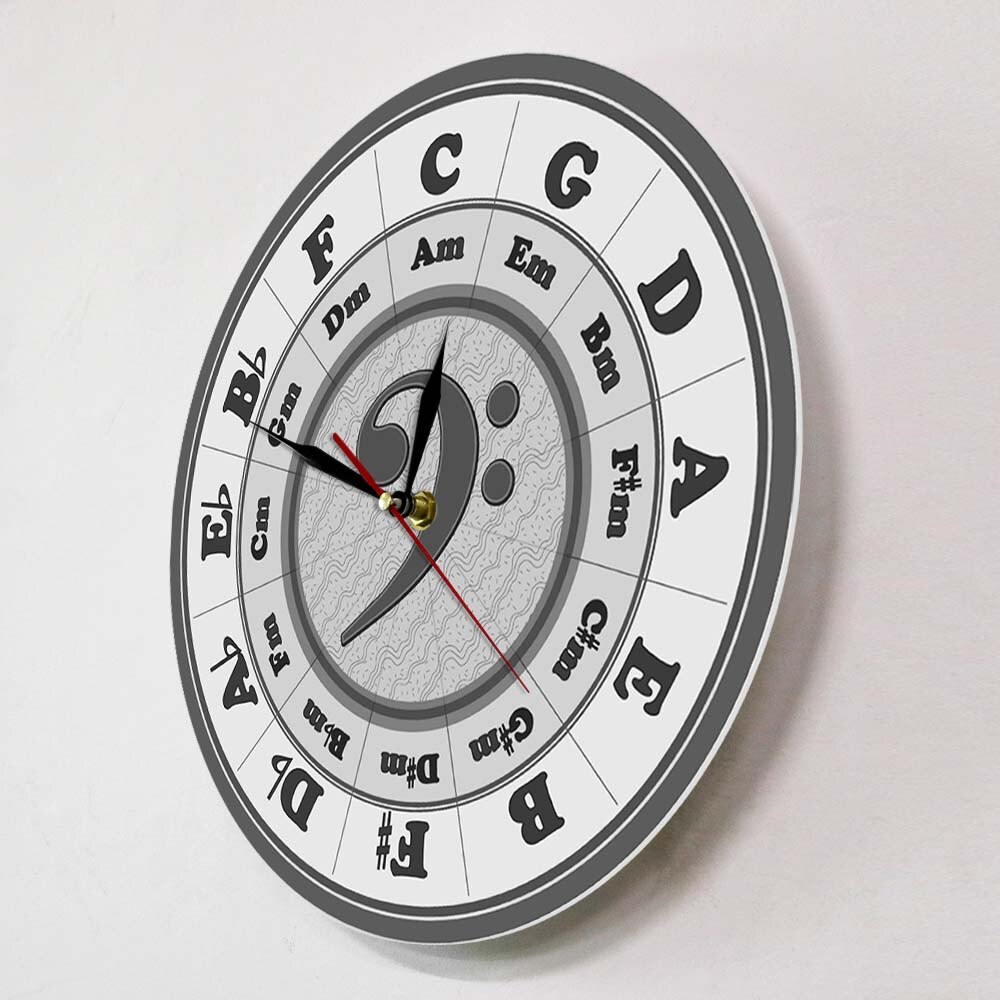 Bass Clef Circle Of Fifths Worksheet Wall Clock Home Décor Music Key Harmony Theory Wall Watch Musician Composer Artist