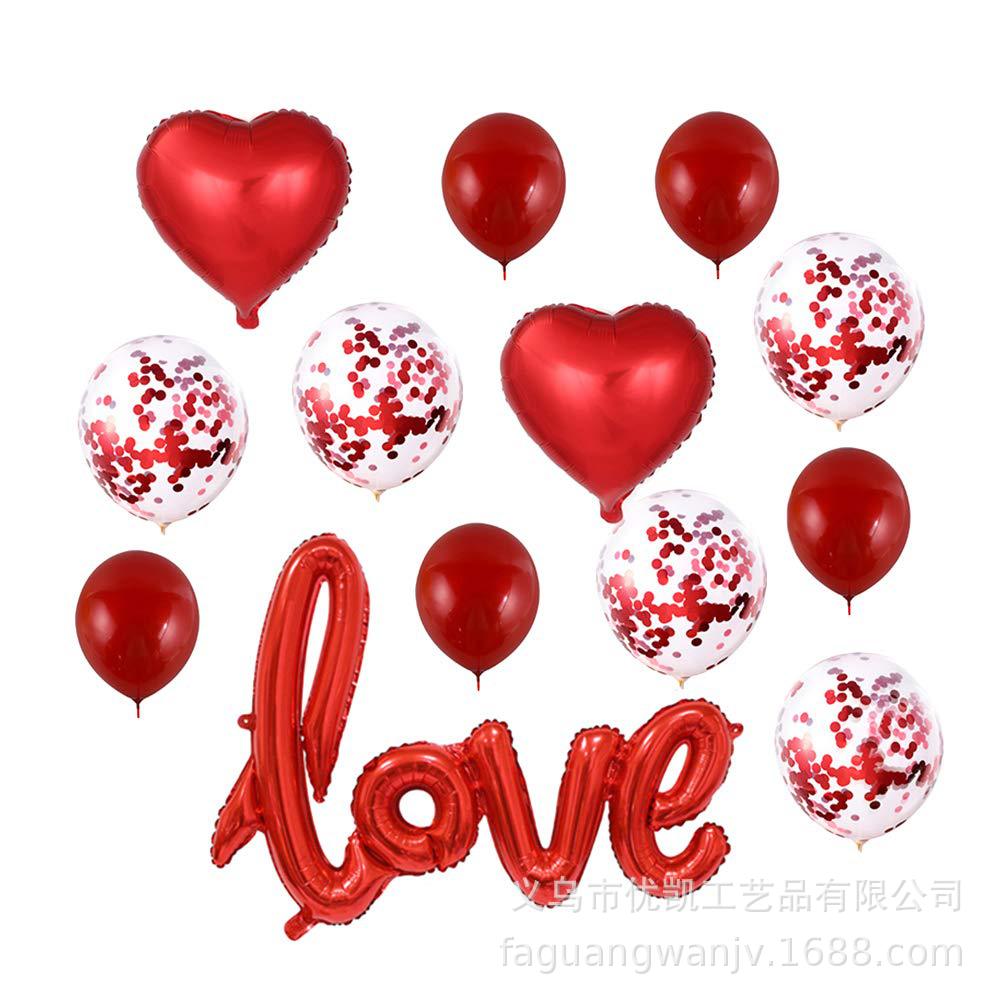 Valentinsdag stor sammenføjede kærlighed 12 tommer paillet ballon kombination dragt til bryllupsdekoration rund ballon: 7