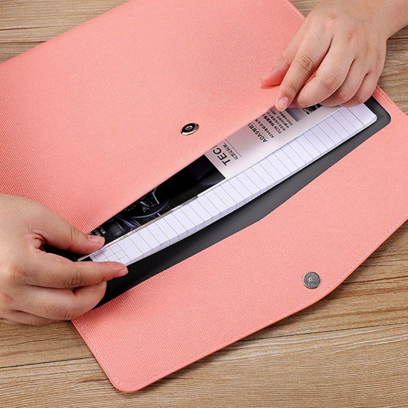 Waterproof PU Leather A4 Business Briefcase File Folder Document Paper Organizer Bag