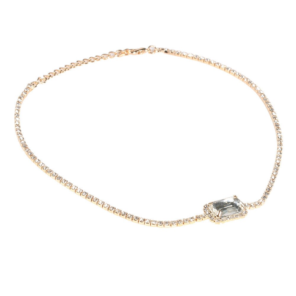 collar de Colgante cuadrado MLING para mujer, gargantilla de cristal dorado, de joyería de