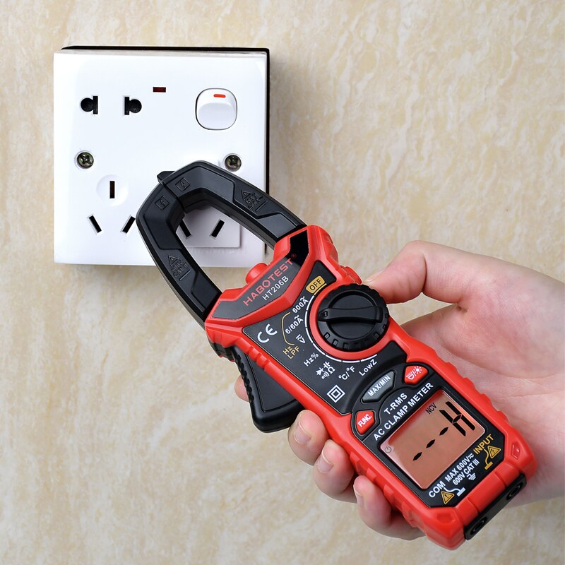 Habertest ht206 ac dc digital braçadeira medidor multímetro pinza amperimetrica verdadeiro rms alta precisão capacitância ncv ohm hz tester