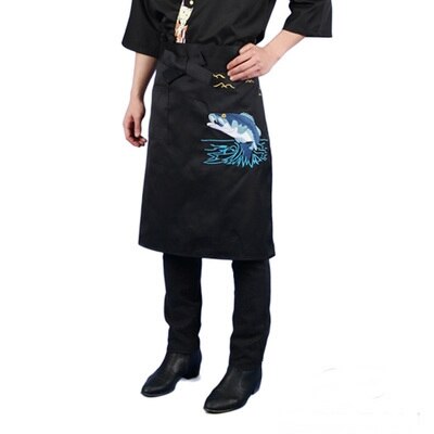 Japanese sushi restaurant brief paragraph aprons Korean restaurant waiter Japanese chef working men and women embroidery apron: black