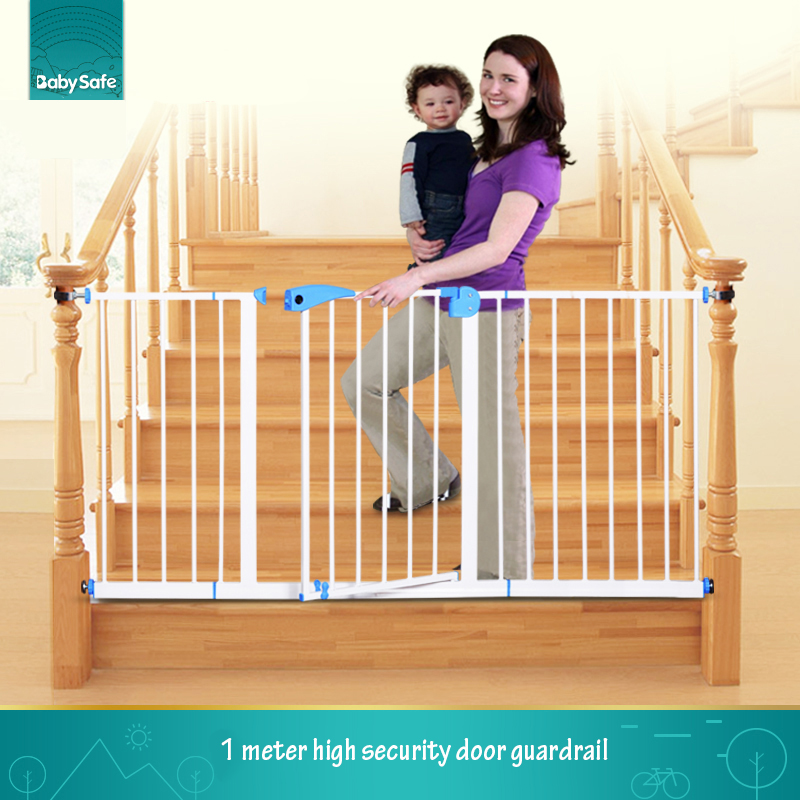 100cm high stair gate 82-90cm width baby safety gate iron gate house gate pet Isolation door white color