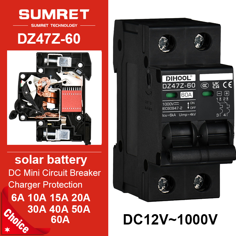 Disyuntor Solar DC DC1000V MCB protección contra sobrecarga interruptor de desconexión 100A 120A 20A 25A 30A 40A 50A 60A Protector de batería