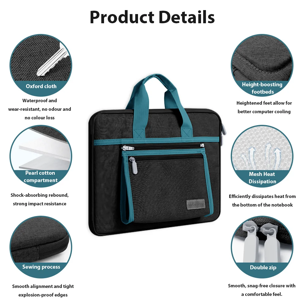 Laptop Bag Liner Bag Handbag Suitable for M1 M2 13 14 15.6 Inch Macbook Air Pro Huawei Asus Dell Waterproof Notebook Briefcase