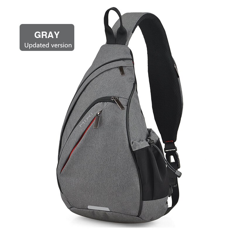 Mixi Men Sling Backpack One Shoulder Bag Boys Student School Bag University Work Travel Versatile M5225: Gray / 17 Inches