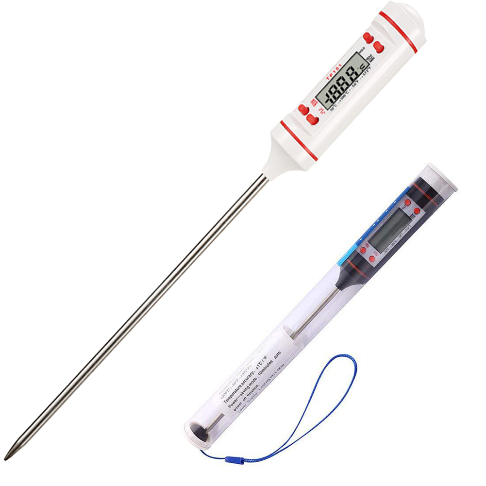 Termómetro de aceite de cocina, termómetro de alimentos con aguja, medidor de temperatura de carne de lectura instantánea, probador con sonda para asar barbacoa y cocina: Naranja